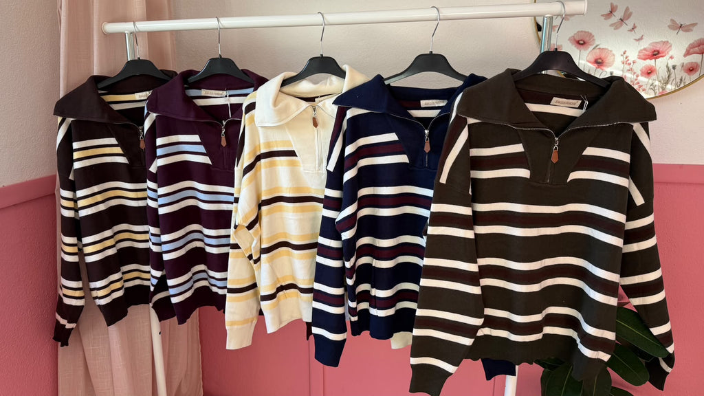 Malha Stripes Zip 🤎